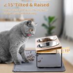 Upgraded Elevated Cat Bowls with Food Mat - Image 3