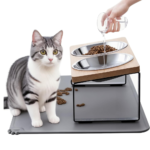 Upgraded Elevated Cat Bowls with Food Mat
