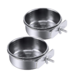 PINVNBY Parrot Feeding Cups Birds Food Dish Stainless Steel