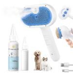 Pet Steam Brush for Dog & Cat - 3-in-1 Steam Grooming Brush