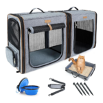 Lekereise Large Cat Carrier for 2 Cats, 2-in-1 Cat Travel Carrier